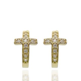 Foto de 62-1173 - PENDIENTES ARO CRUZ CIRCONITA 2X13MM 18K