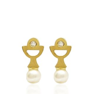 Foto de 62-737 - PENDIENTES CÁLIZ PERLA CIRCONITA 10MM 18K