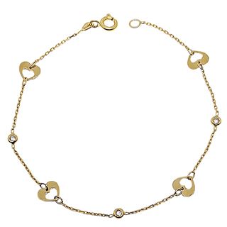 Foto de 10-656-169 - PULSERA CORAZONES CIRCONITA 18.5CM 18K