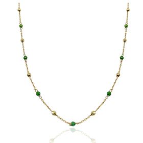 Foto de 10-656-153V - GARGANTILLA BOLAS Y PIEDRAS COLOR 42CM (ALARGADOR 3CM) 18K
