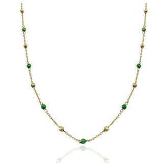 Foto de 10-656-153V - GARGANTILLA BOLAS Y PIEDRAS COLOR 42CM (ALARGADOR 3CM) 18K