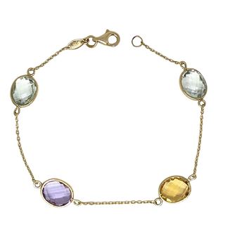 Foto de 28-200086 - PULSERA PIEDRAS COLOR 9X12MM 19CM (4,40gr) 18K