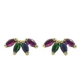 Foto de 71-11849P - PENDIENTES TREPADORES PIEDRAS COLORES 10MM 18K