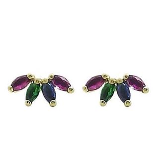 Foto de 71-11849P - PENDIENTES TREPADORES PIEDRAS COLORES 10MM 18K