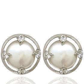Foto de 71-3445B - PENDIENTES PERLA CIRCONITA 13MM O.B. 18K