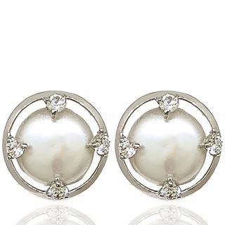 Foto de 71-3445B - PENDIENTES PERLA CIRCONITA 13MM O.B. 18K
