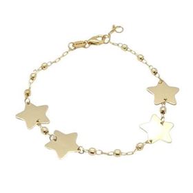 Foto de 04-466 - PULSERA ESTRELLAS 12MM Y BOLAS 2.5MM 18CM (ANILLA A 2CM) (2,79gr) 18K