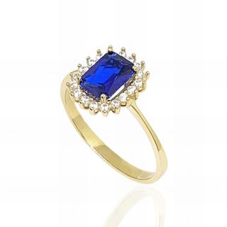 Foto de 28-0371SZ - SORTIJA PIEDRA COLOR ZAFIRO CIRCONITA 10MM 18K