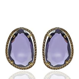 Foto de 71-4643PM - PENDIENTES PIEDRA COLOR MORADO 20MM 18K