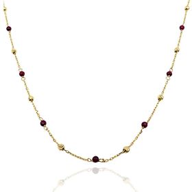 Foto de 10-656-153J - GARGANTILLA BOLAS Y PIEDRAS COLOR 2MM 42CM (ALARGADOR 3CM) 18K**