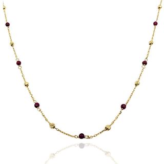 Foto de 10-656-153J - GARGANTILLA BOLAS Y PIEDRAS COLOR 2MM 42CM (ALARGADOR 3CM) 18K**