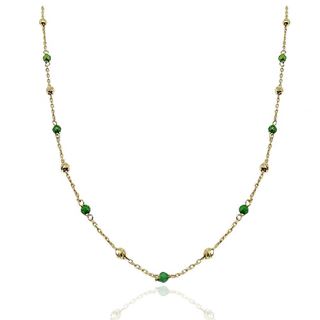 Foto de 10-656-153V - GARGANTILLA BOLAS Y PIEDRAS COLOR 2MM 42CM (ALARGADOR 3CM) 18K**