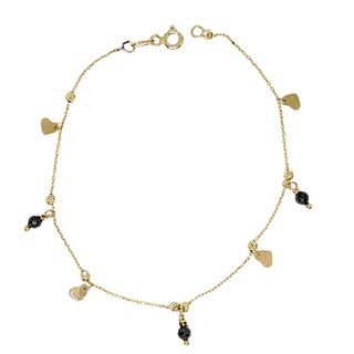 Foto de 12-010 - PULSERA CORAZONES BOLAS ÓNIX 4-3MM 19CM 18K