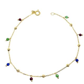Foto de 10-656-144 - PULSERA PIEDRAS COLOR Y BOLAS 19CM 18K