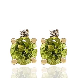 Foto de 71-11999V - PENDIENTES PIEDRAS COLOR SEMIPRECIOSA VERDE PERIDOTO 7MM 18K
