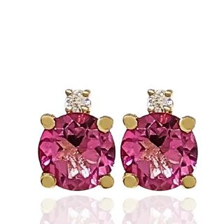 Foto de 71-11999R - PENDIENTES PIEDRAS COLOR SEMIPRECIOSA ROSA 7MM 18K