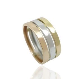 Foto de 71-8675S - SORTIJA TRICOLOR BRILLO 8MM 18K