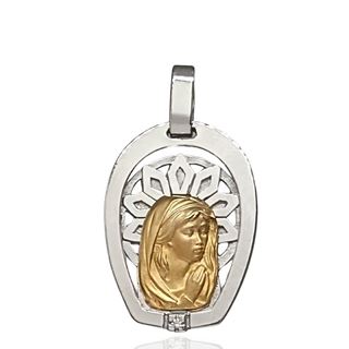 Foto de 26-AG304-2 - MEDALLA ORO Y PLATA VIRGEN NIÑA BRILLANTE 23MM FINOR