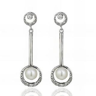 Foto de 71-4185B - PENDIENTES PERLA CIRCONITA 34MM PRESIÓN O.B. 18K