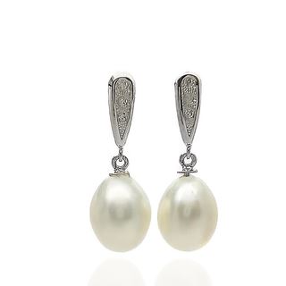 Foto de 71-8469B - PENDIENTES PERLA CIRCONITA 24MM PRESIÓN O.B. 18K