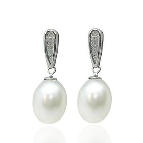 Foto de 90-6632B - PENDIENTES PERLA CIRCONITA 23MM O.B. 18K