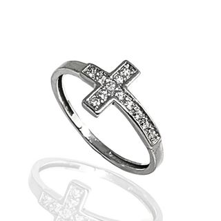 Foto de 13-6802BS - SORTIJA CRUZ CIRCONITA 8MM O.B. 18K