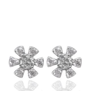 Foto de 40-7403B - PENDIENTES FLOR CIRCONITA 8.5MM O.B. 18K