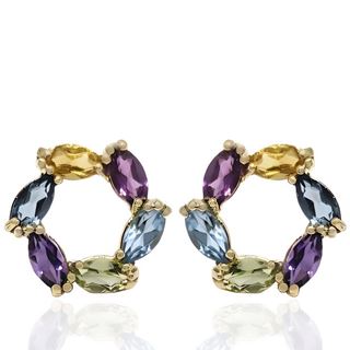 Foto de 71-12450P - PENDIENTES PIEDRAS COLOR 10MM PRESIÓN 18K