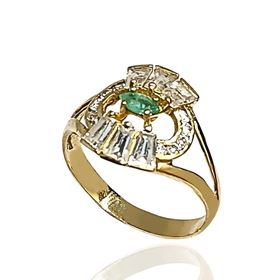 Foto de 00-1682S - SORTIJA ESMERALDA Y CIRCONITA JUEGO 14MM 18K