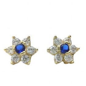 Foto de 44-00003Z - PENDIENTES Y COLGANTE ROSETÓN PIEDRA COLOR 5MM 18K