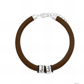 Foto de 18-AG420665 - PULSERA CUERO MARRÓN PERSONALIZABLE DOS NOMBRES 9MM  