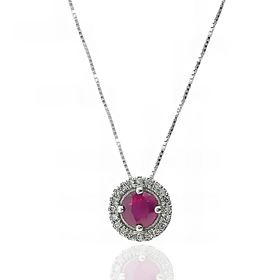 Foto de 90-6039CR - GARGANTILLA "NETO" BRILLANTE 0.06 KTES. RUBÍ O.B. 7MM 18K