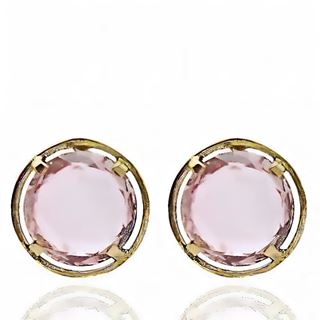 Foto de 71-4443R - PENDIENTES PIEDRA ROSA 10MM 18K 
