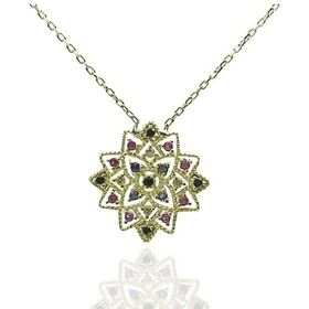 Foto de 44-10442G - GARGANTILLA MANDALA PIEDRAS COLOR 14MM 45CM (ALARGADOR 3CM) 18K