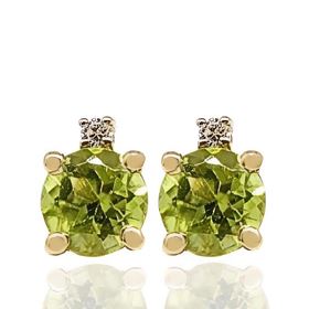 Foto de 71-11999V - PENDIENTES PIEDRAS COLOR SEMIPRECIOSA VERDE PERIDOTO 7MM 18K
