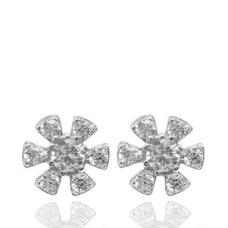 Foto de 40-7403B - PENDIENTES FLOR CIRCONITA 8.5MM O.B. 18K