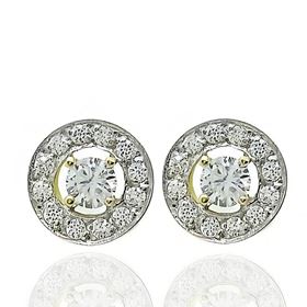 Foto de 13-6653P - PENDIENTES BICOLOR CIRCONITA 8MM PRESIÓN 18K