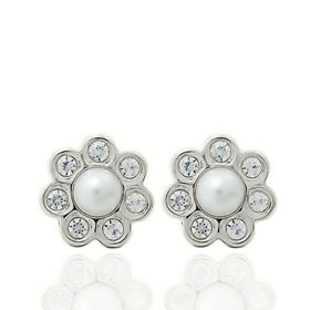 Foto de 71-6434B - PENDIENTES PERLA CIRCONITA 7MM O.B. PRESIÓN 18K