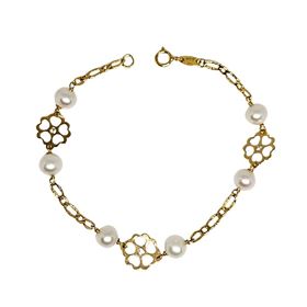 Foto de 45-233 - PULSERA PERLAS 5MM FLORES 9MM 17CM 18K