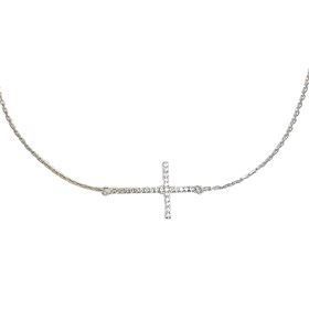 Foto de 25-2113G - GARGANTILLA PLATA CRUZ CIRCONITA 20MM 42CM (ALARGADOR 3CM)