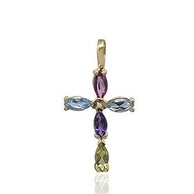 Foto de 71-12503 - CRUZ PIEDRAS SEMIPRECIOSAS COLOR 16MM 18K 