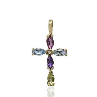 Foto de 71-12503 - CRUZ PIEDRAS SEMIPRECIOSAS COLOR 16MM 18K 