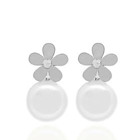 Foto de 71-11971BP - PENDIENTES FLOR PERLA 13MM O.B 18K