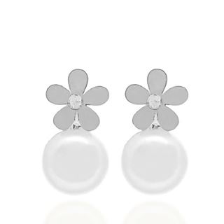 Foto de 71-11971BP - PENDIENTES FLOR PERLA 13MM O.B 18K