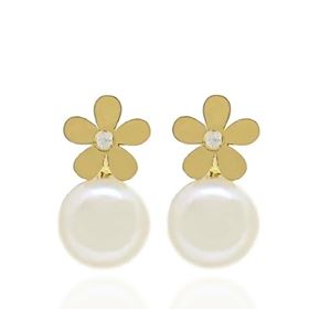 Foto de 71-11971P - PENDIENTES FLOR PERLA 13MM 18K