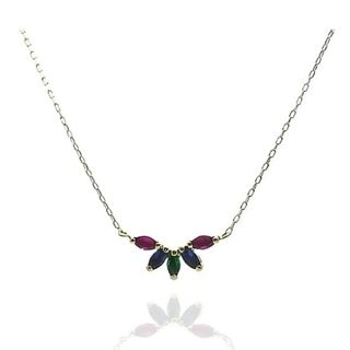 Foto de 71-11849G - GARGANTILLA PIEDRAS COLOR 40CM (ALARGADOR 5CM) 18K