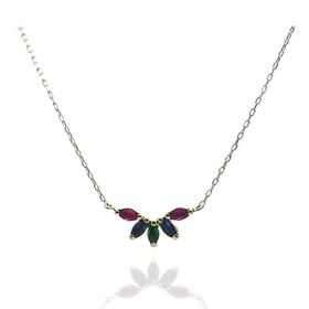 Foto de 71-11849G - GARGANTILLA PIEDRAS COLOR 40CM (ALARGADOR 5CM) 18K