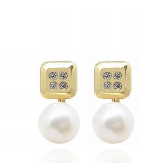 Foto de 00-1668P - PENDIENTES TÚ Y YO PERLA-CIRCONITA 12MM CATALÁN 18K