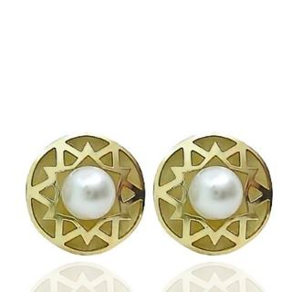 Foto de 70-533P - PENDIENTES FLOR PERLA PRESIÓN 9MM 18K