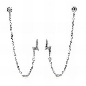 Foto de 25-2049 - PENDIENTES PLATA RAYO CIRCONITA 14MM CADENA 70MM